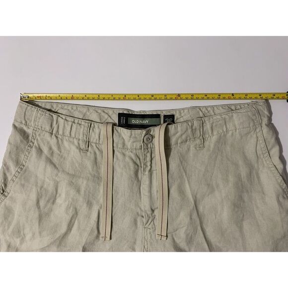 Old Navy 100% Linen Shorts Loose Fit Men's Size 36 Beige Ivory Drawstring - Picture 6 of 8